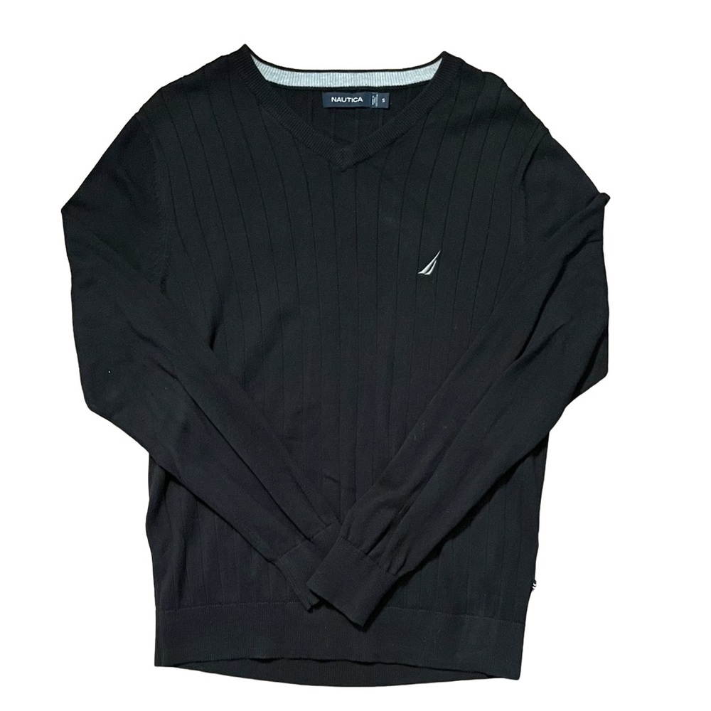 Nautica Men's V-Neck Black Sweater Small